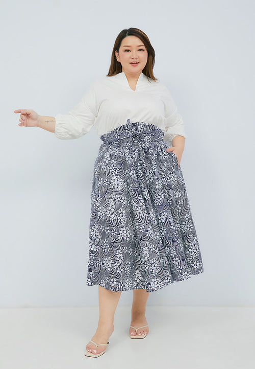 SAKURA さくら NAVY Circle Skirt BATIK