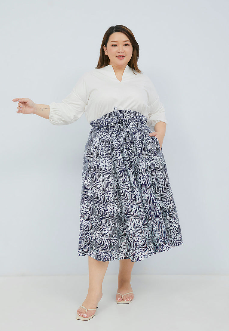 SAKURA さくら NAVY Circle Skirt BATIK