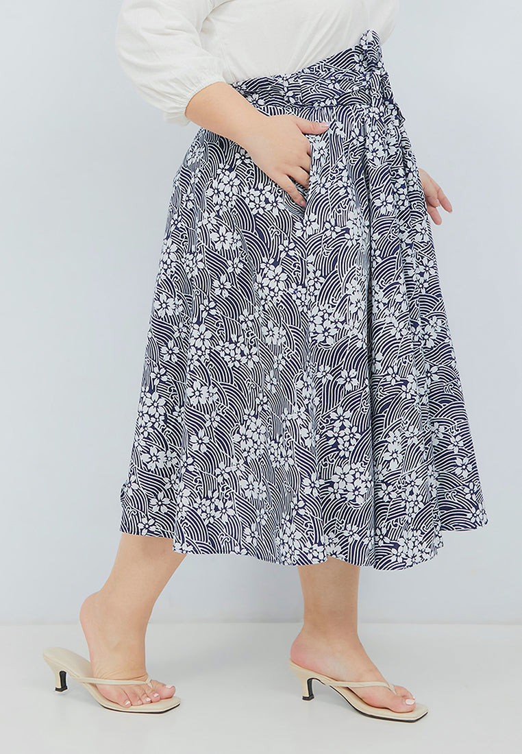 SAKURA さくら NAVY Circle Skirt BATIK