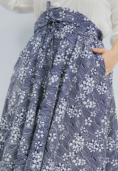 SAKURA さくら NAVY Circle Skirt BATIK