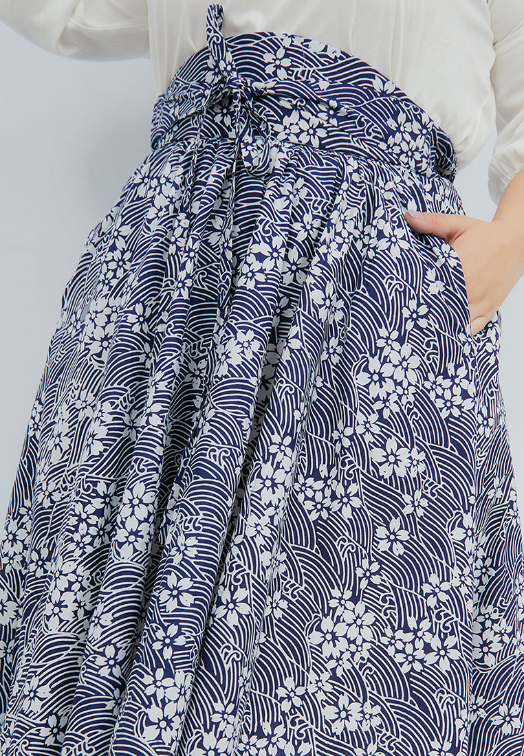 SAKURA さくら NAVY Circle Skirt BATIK