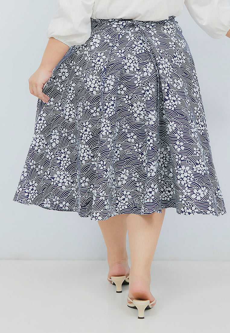 SAKURA さくら NAVY Circle Skirt BATIK
