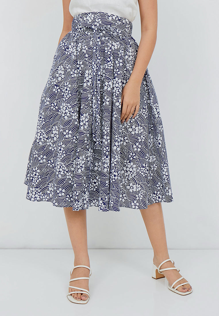 SAKURA さくら NAVY Circle Skirt BATIK