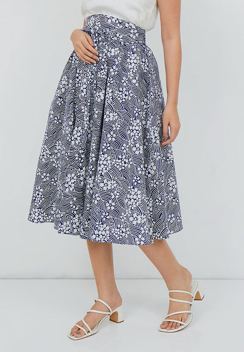 SAKURA さくら NAVY Circle Skirt BATIK
