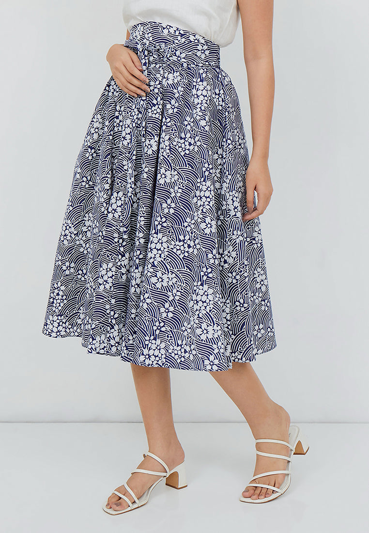 SAKURA さくら NAVY Circle Skirt BATIK
