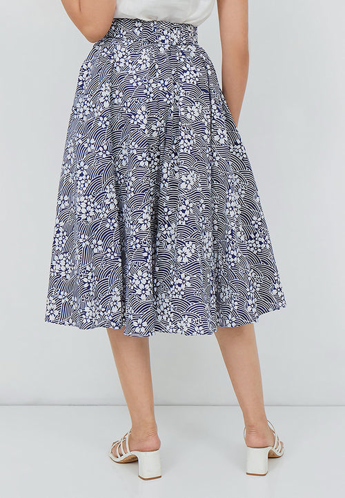SAKURA さくら NAVY Circle Skirt BATIK