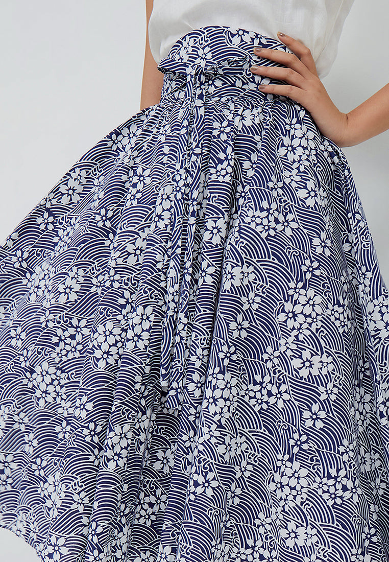 SAKURA さくら NAVY Circle Skirt BATIK