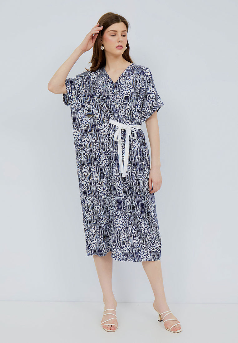 SAKURA さくら NAVY Midi Kimono Dress BATIK