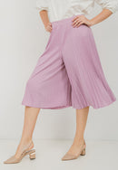 Basic Pleated Culottes Midi Lilac