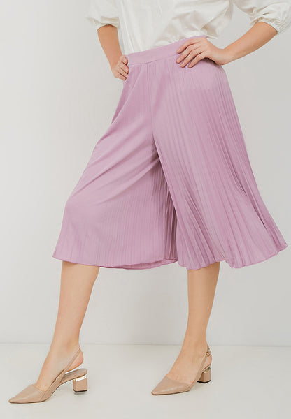 Basic Pleated Culottes Midi Lilac