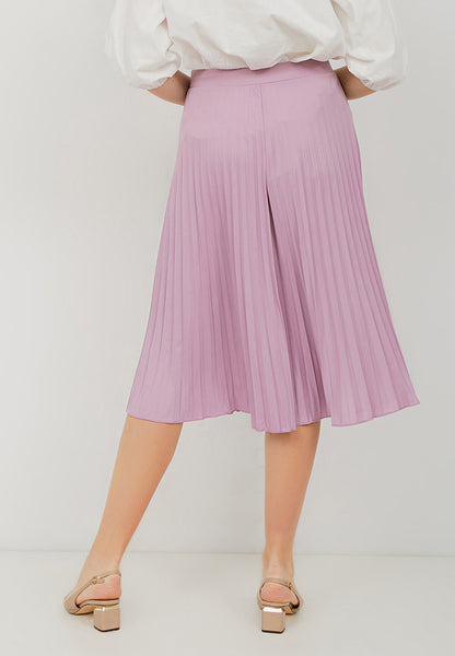Basic Pleated Culottes Midi Lilac