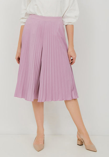 Basic Pleated Culottes Midi Lilac