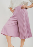 Basic Pleated Culottes Midi Lilac