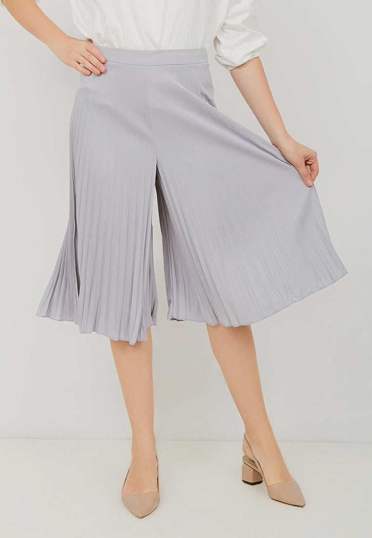 Basic Pleated Culottes Midi Grey