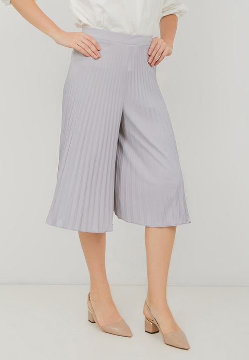 Basic Pleated Culottes Midi Grey