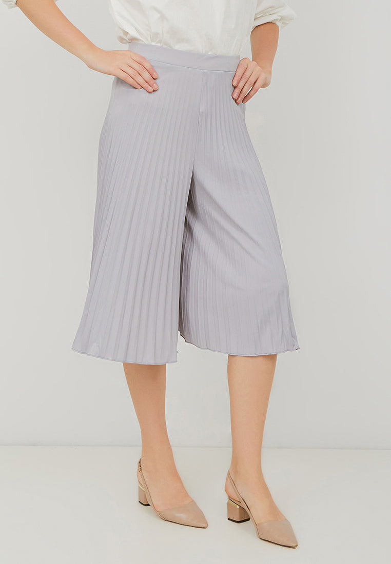 Basic Pleated Culottes Midi Grey