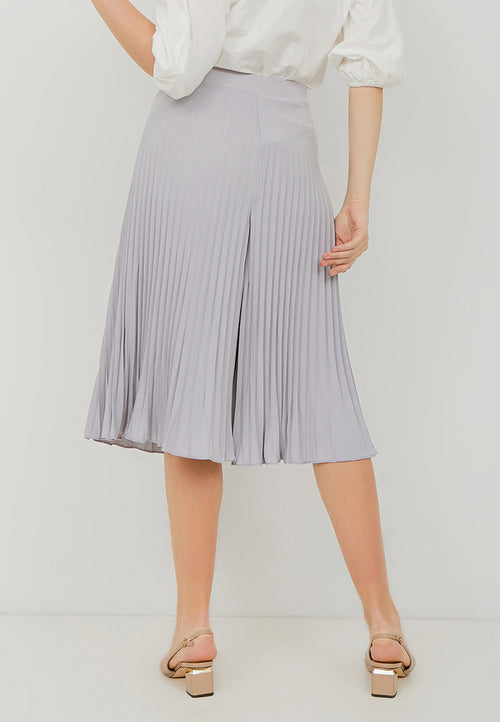 Basic Pleated Culottes Midi Grey