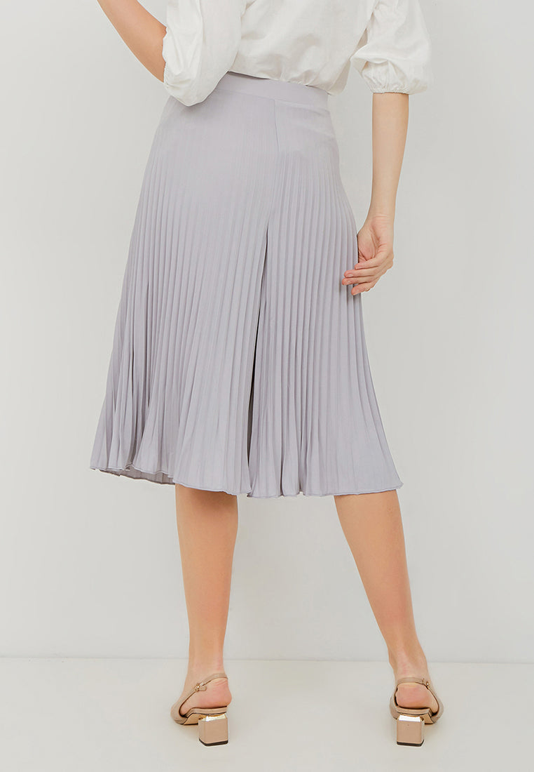 Basic Pleated Culottes Midi Grey