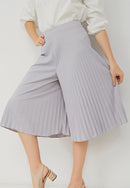 Basic Pleated Culottes Midi Grey
