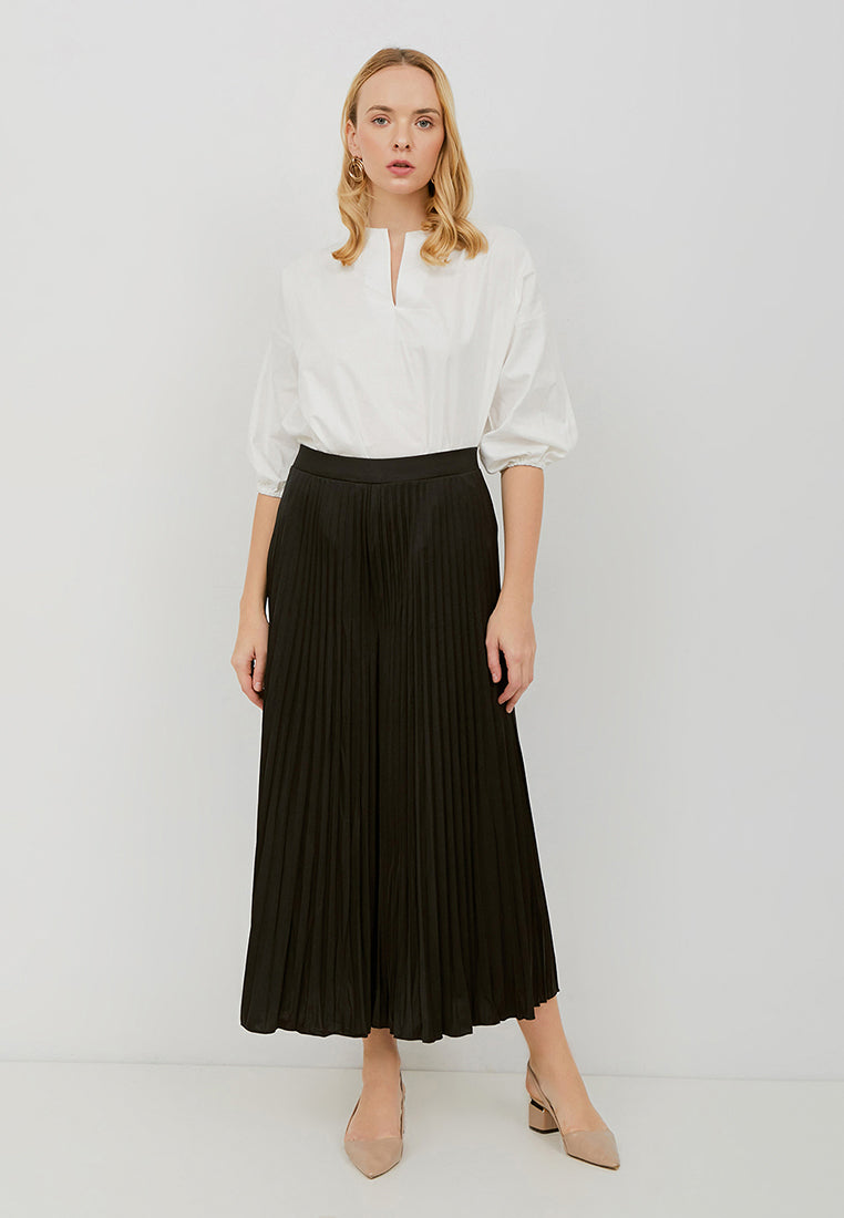 Basic Pleated Culottes Maxi (Black)