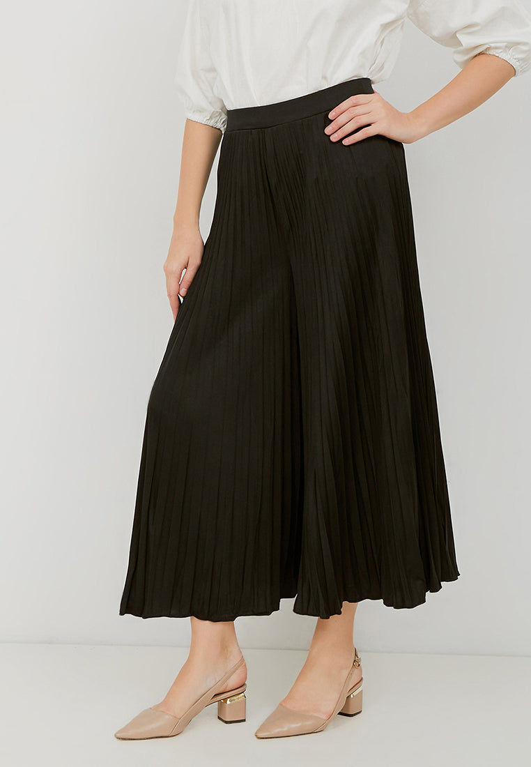 Basic Pleated Culottes Maxi (Black)