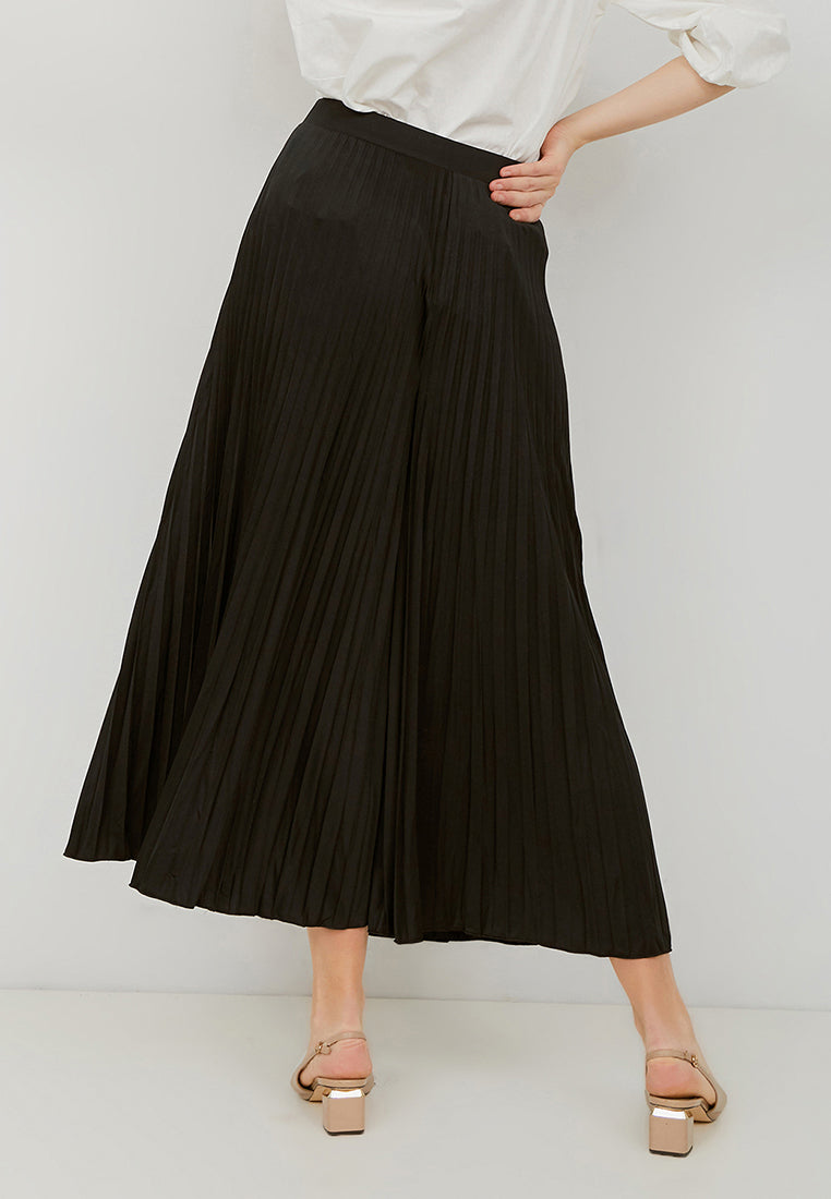Basic Pleated Culottes Maxi (Black)