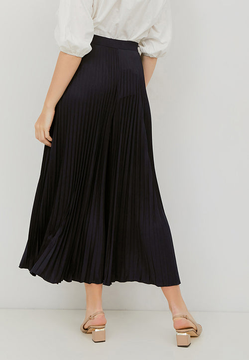 Basic Pleated Culottes Maxi (Navy)