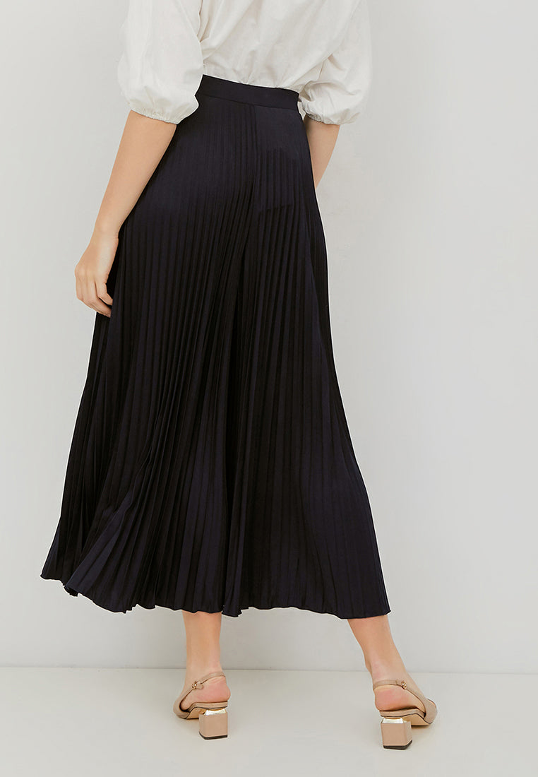 Basic Pleated Culottes Maxi (Navy)