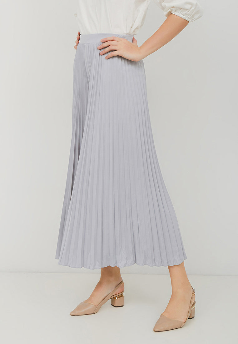 Basic Pleated Culottes Maxi (Grey)