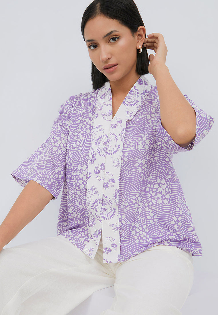 SAKURA さくら Lilac 3/4 Sleeve Nyonya Top