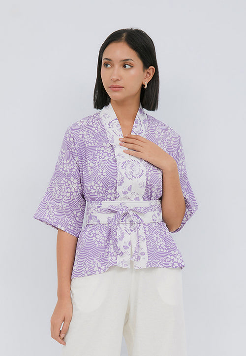 SAKURA さくら Lilac 3/4 Sleeve Nyonya Top