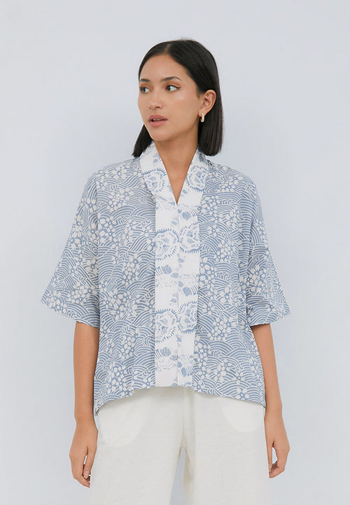 SAKURA さくら Grey 3/4 Sleeve Nyonya Top