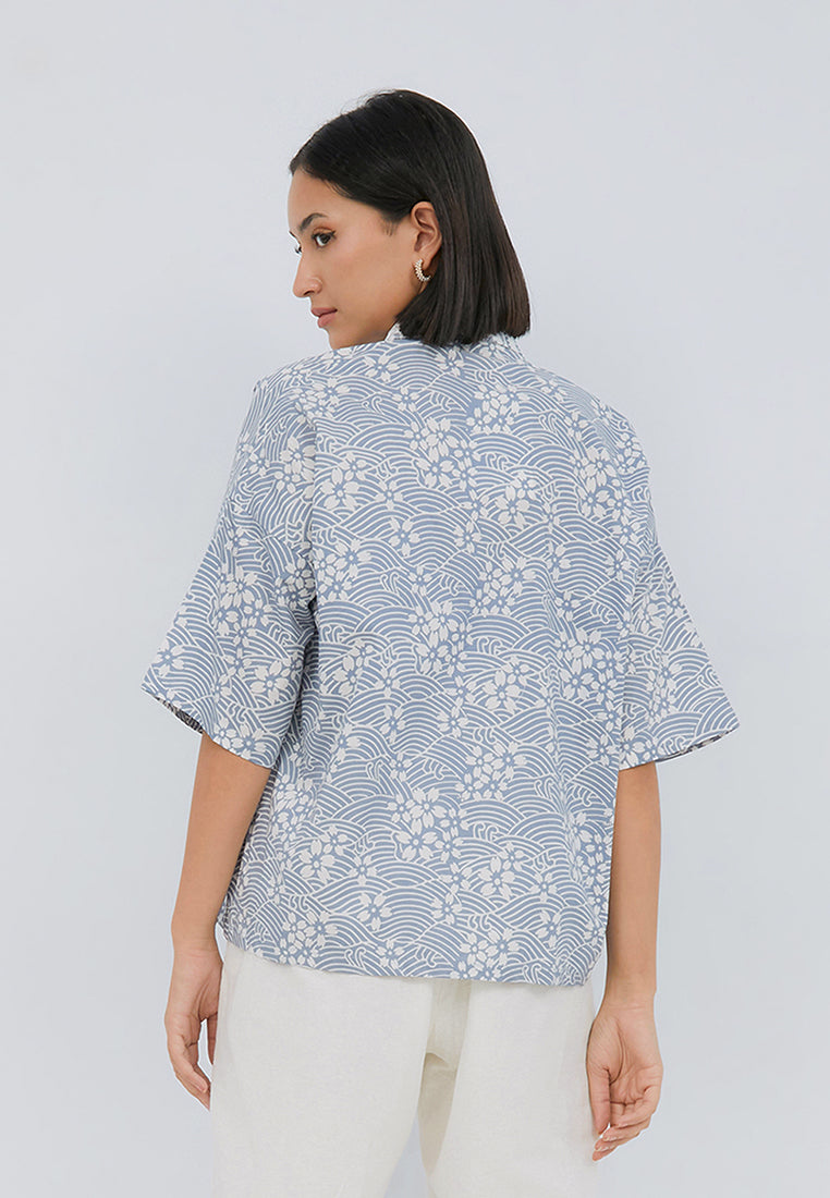 SAKURA さくら Grey 3/4 Sleeve Nyonya Top