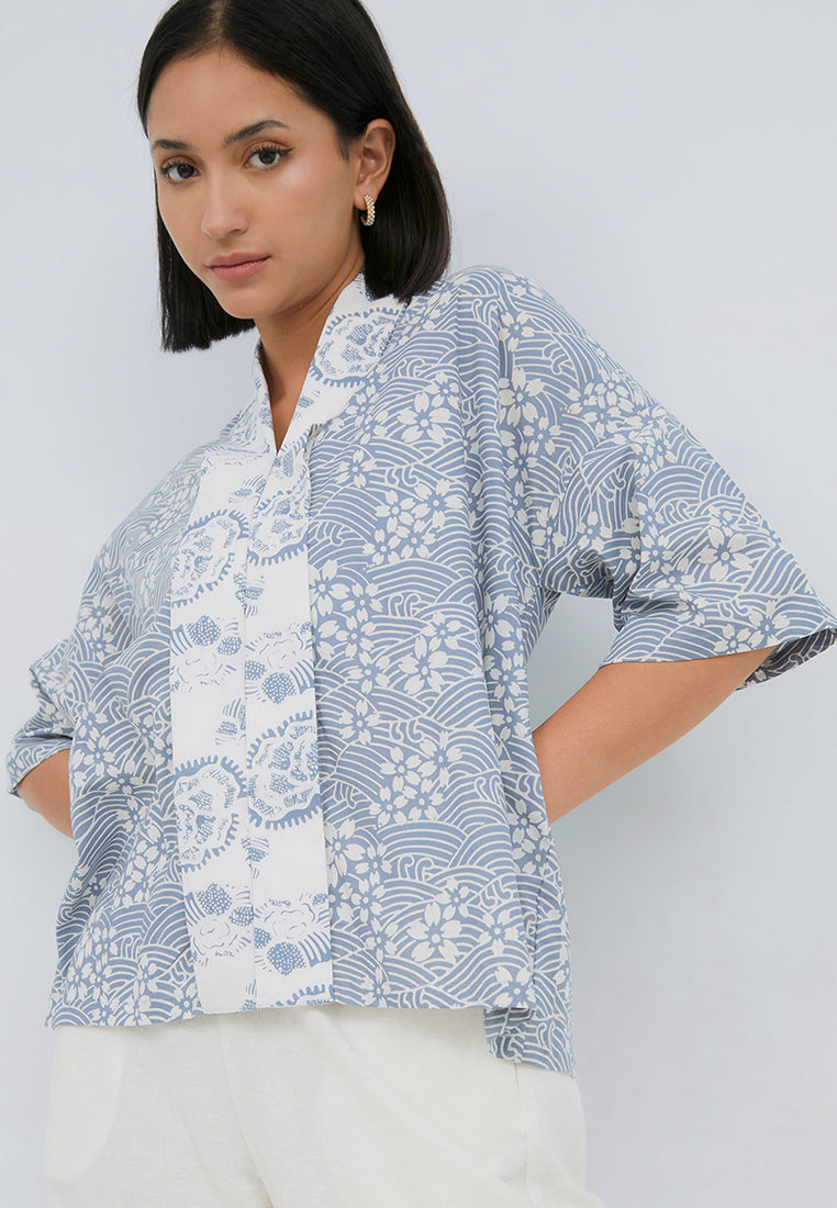 SAKURA さくら Grey 3/4 Sleeve Nyonya Top