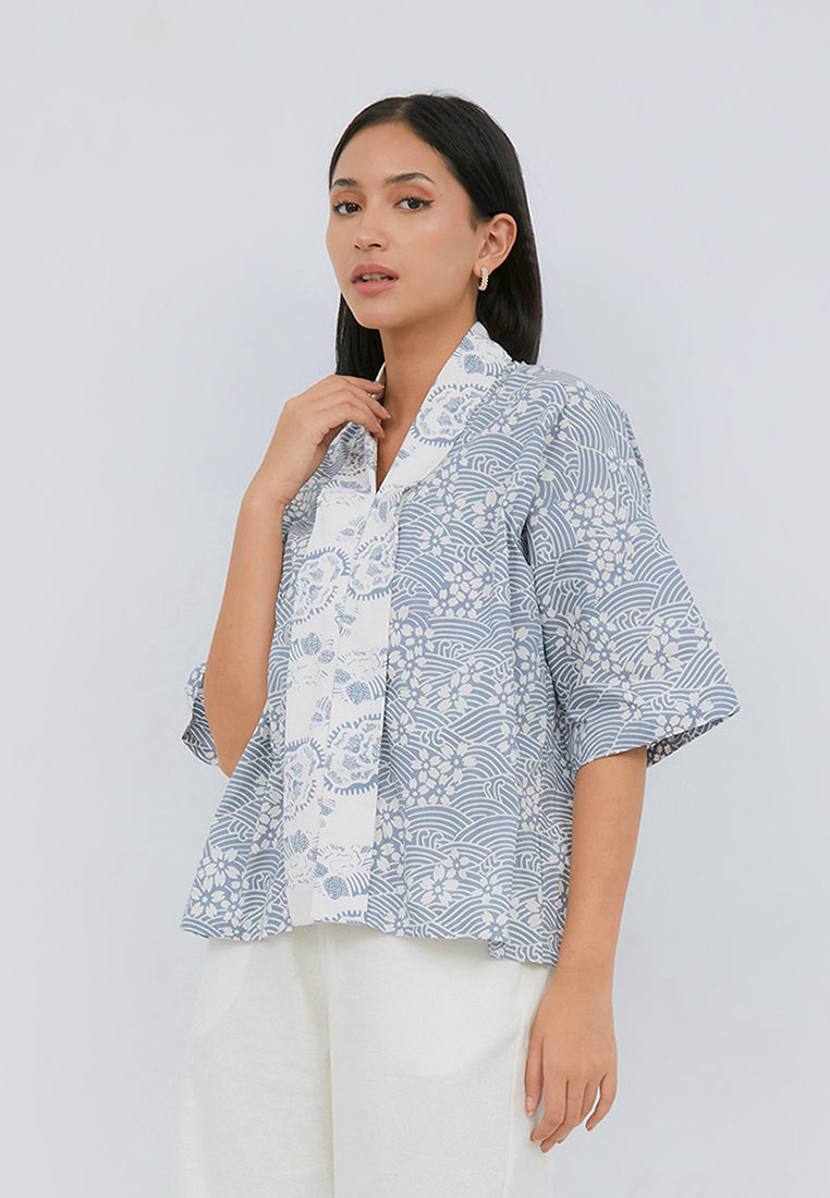 SAKURA さくら Grey 3/4 Sleeve Nyonya Top