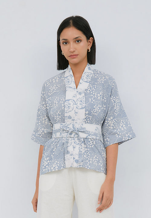 SAKURA さくら Grey 3/4 Sleeve Nyonya Top