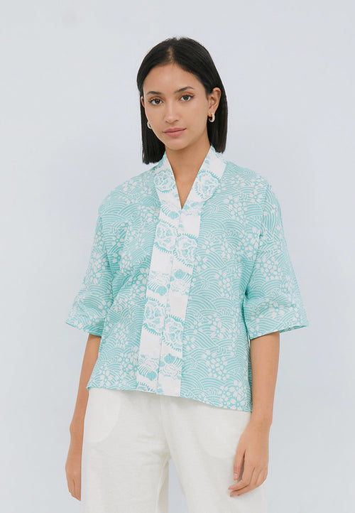 SAKURA さくら Mint 3/4 Sleeve Nyonya Top