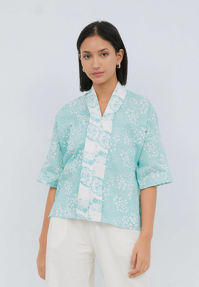 SAKURA さくら Mint 3/4 Sleeve Nyonya Top