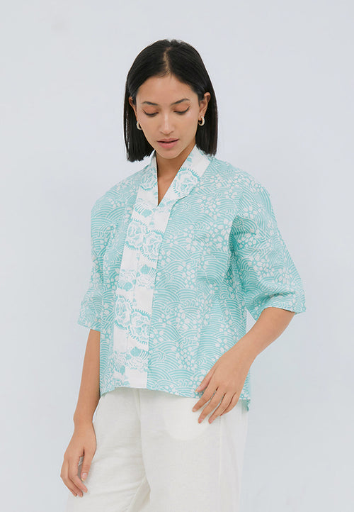 SAKURA さくら Mint 3/4 Sleeve Nyonya Top