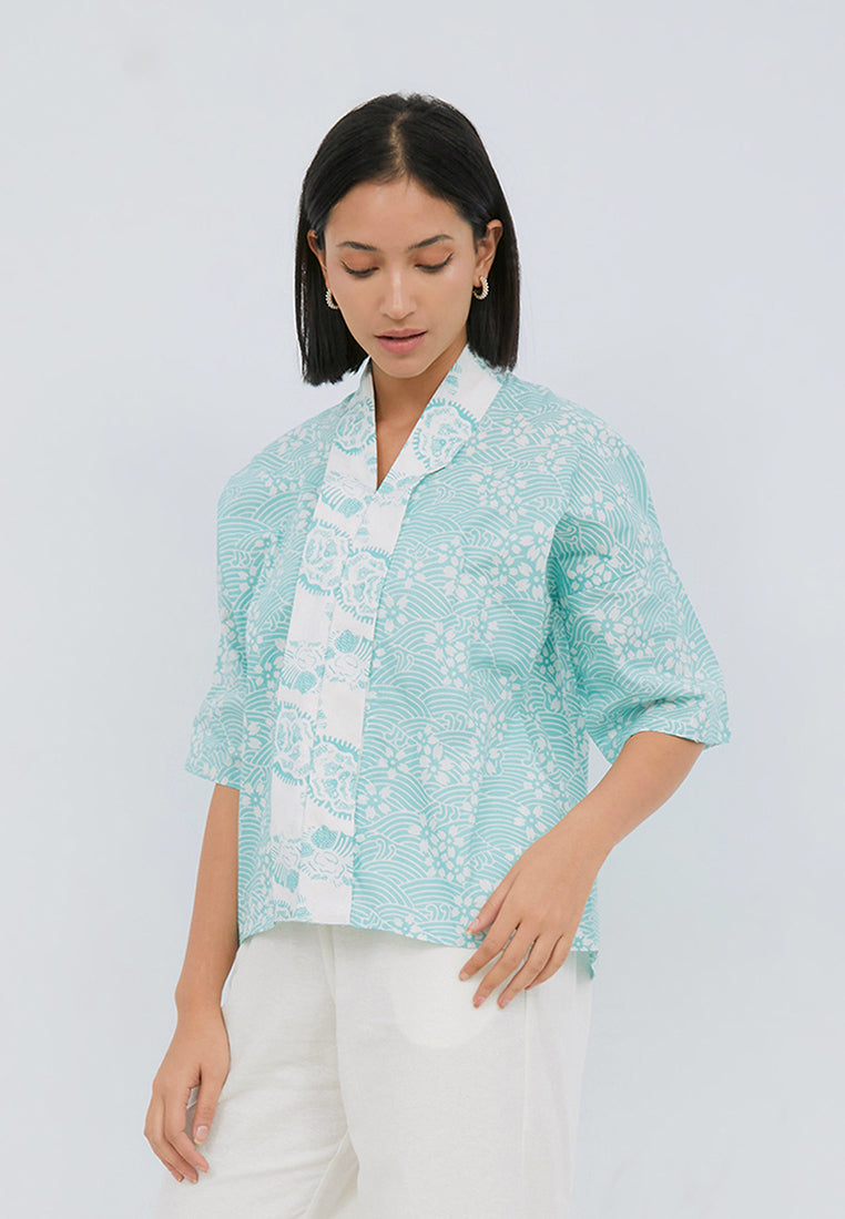 SAKURA さくら Mint 3/4 Sleeve Nyonya Top