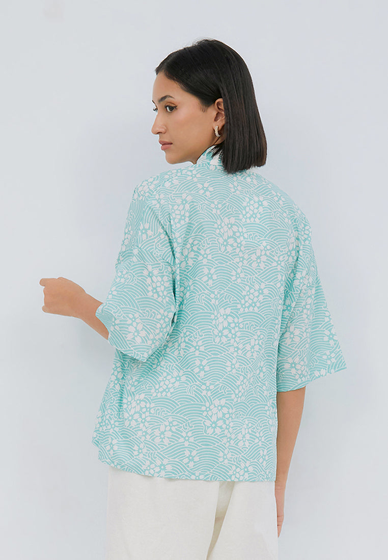 SAKURA さくら Mint 3/4 Sleeve Nyonya Top