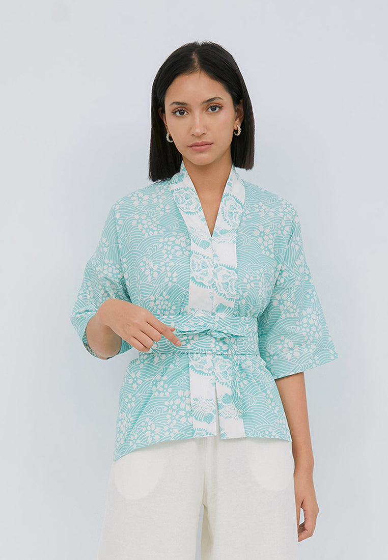 SAKURA さくら Mint 3/4 Sleeve Nyonya Top