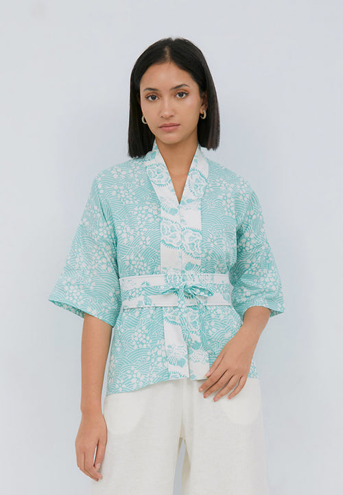 SAKURA さくら Mint 3/4 Sleeve Nyonya Top