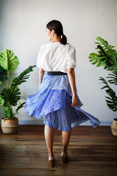 PERANAKAN BLU Layer Skirt