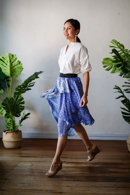 PERANAKAN BLU Layer Skirt