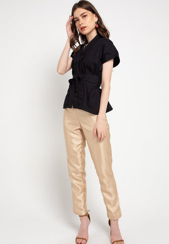 Basic Nyonya Cap Sleeve Top Black