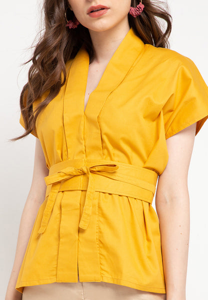 Basic Nyonya Cap Sleeve Top Mustard