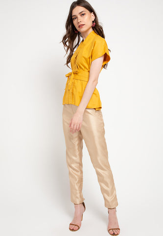 Basic Nyonya Cap Sleeve Top Mustard