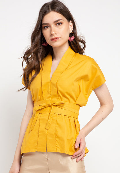 Basic Nyonya Cap Sleeve Top Mustard