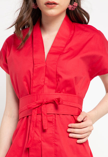 Basic Nyonya Cap Sleeve Top Red